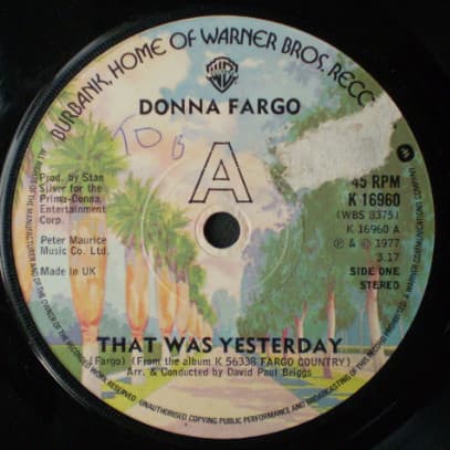 Album Cover Art for That Was Yesterday / The Cricket Song