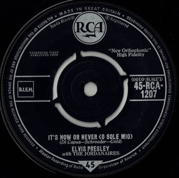 Album Cover Art for It's Now Or Never (O Sole Mio)
