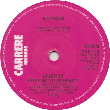 Album Cover Art for Hands Up (Give Me Your Heart)