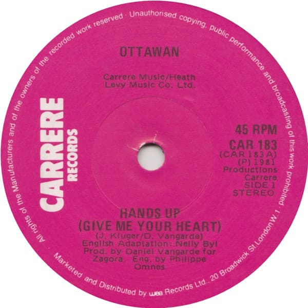 Album Cover Art for Hands Up (Give Me Your Heart)